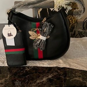 Large Bee black handbag